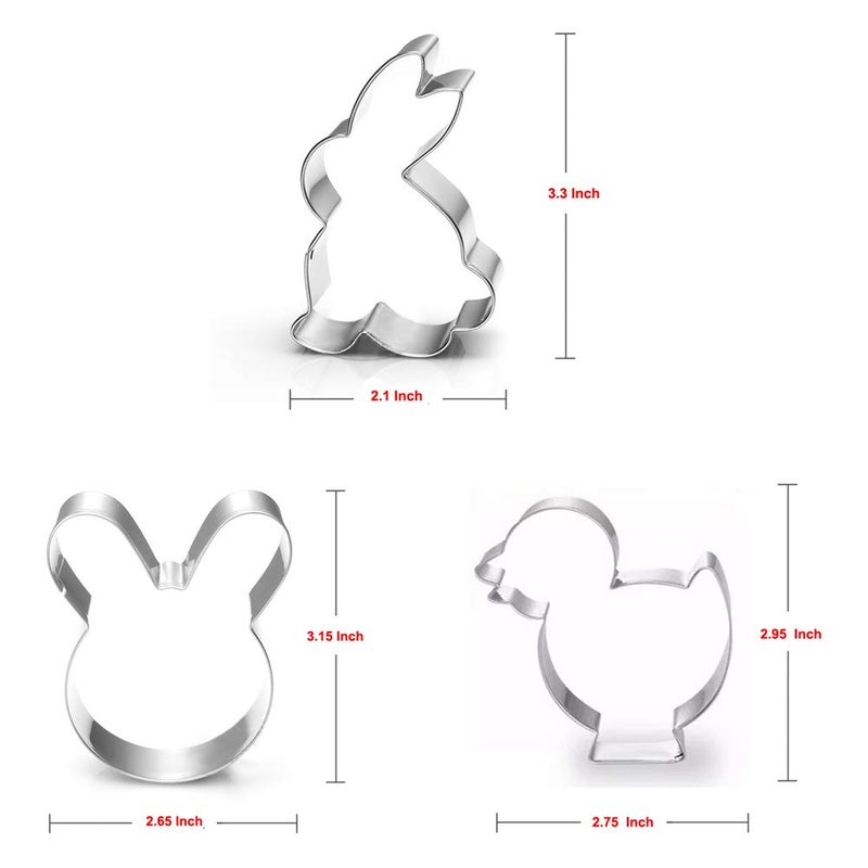 Maykito Easter Cookie Cutter Set - 7 piece - Egg, Carrot, Bunny, Flower, Chick, Bunny Face and Butterfly - Image 2